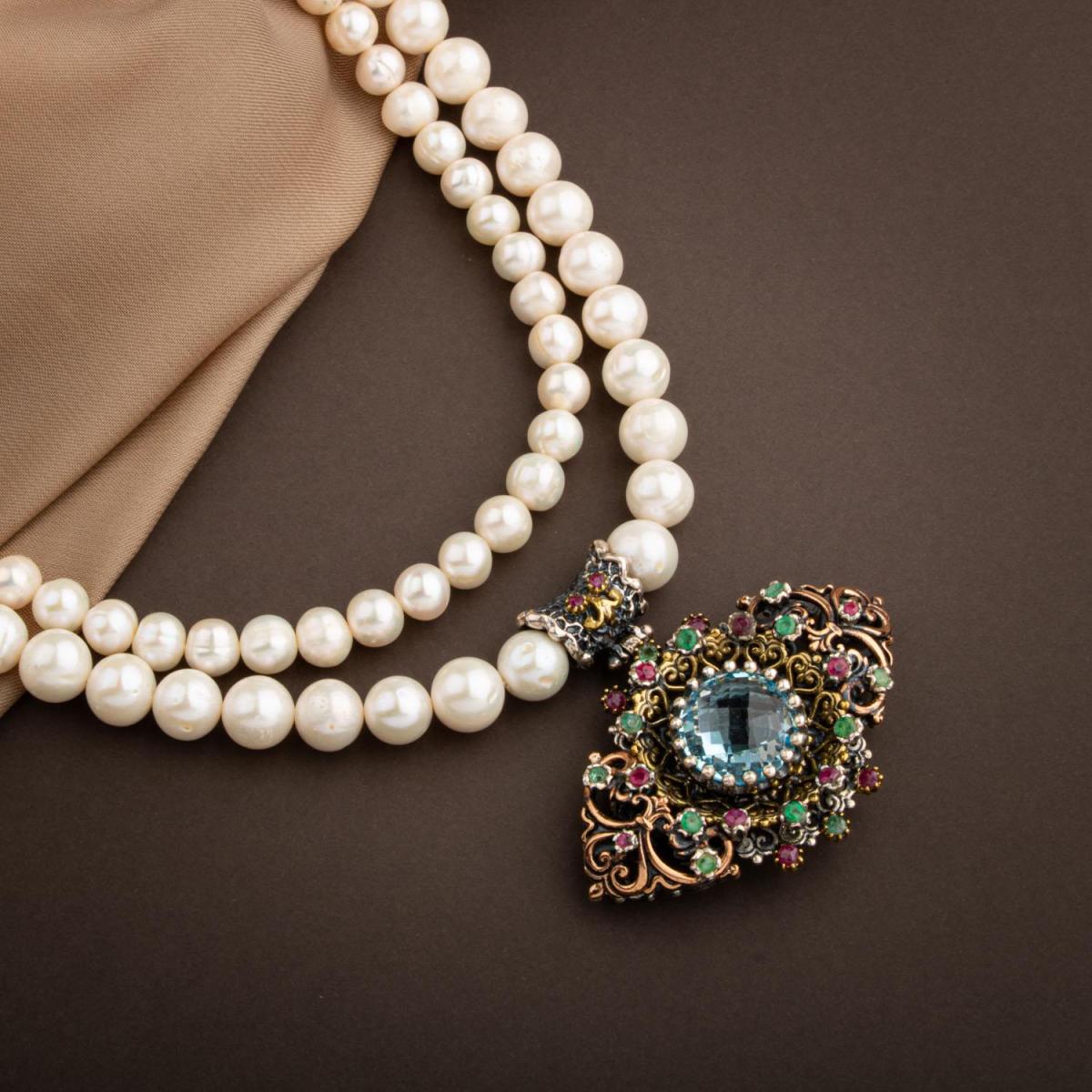 Pearl Natural Stone Handcrafted Collection Topaz Necklace