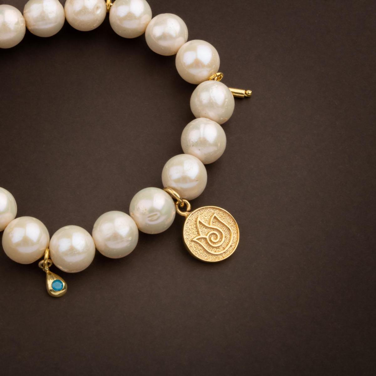 Pearl Natural Stone Silver Charm Bracelet