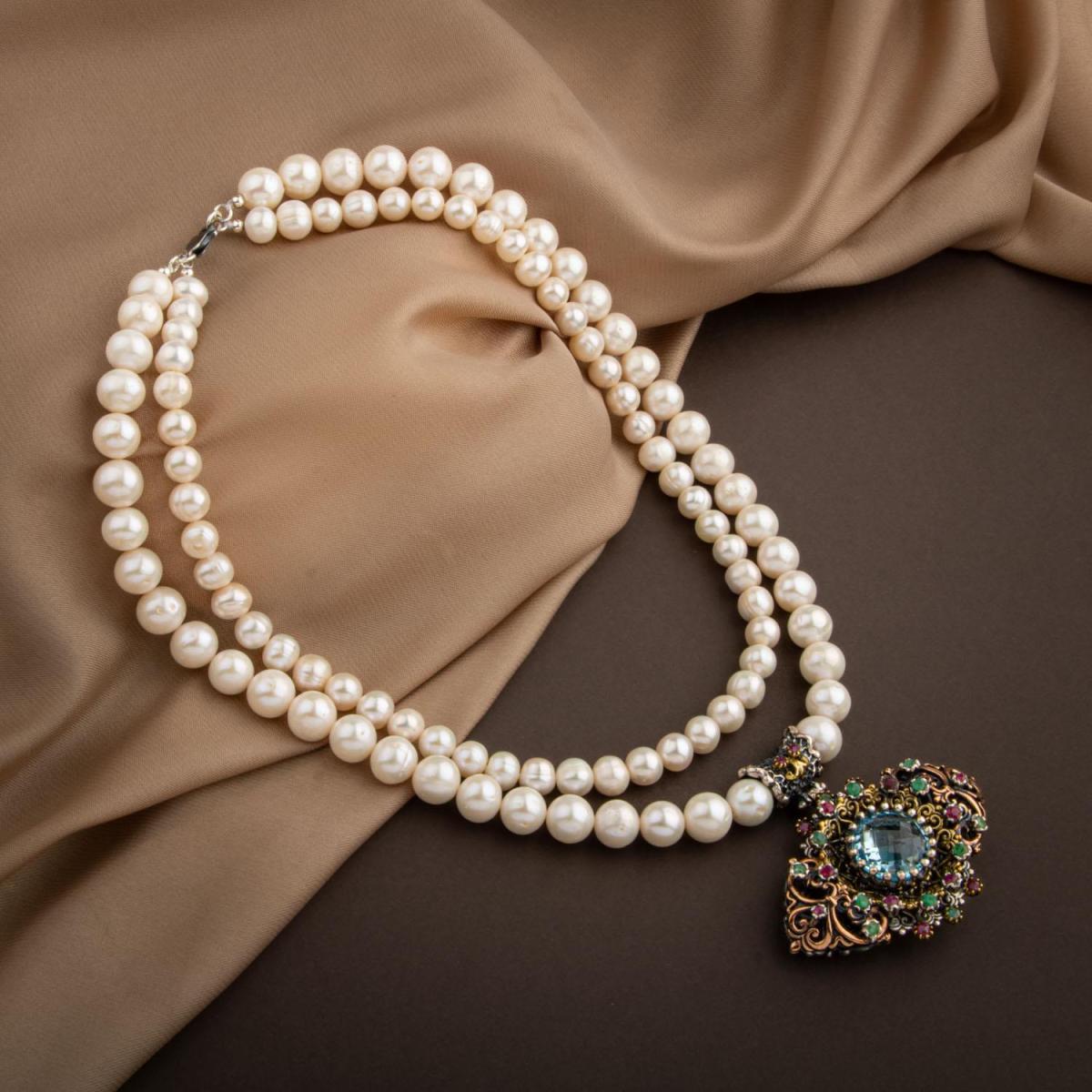 Pearl Natural Stone Handcrafted Collection Topaz Necklace