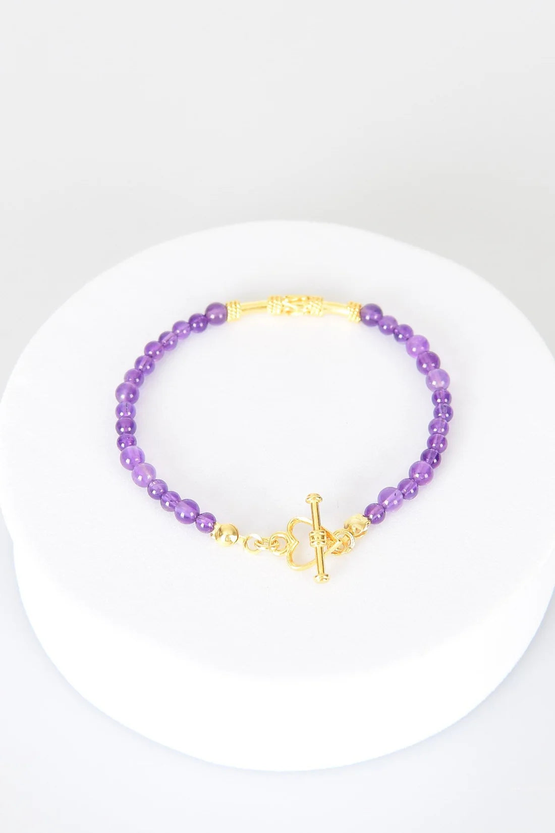 Amethyst Natural Stone 925 Sterling Silver Closing Bracelet
