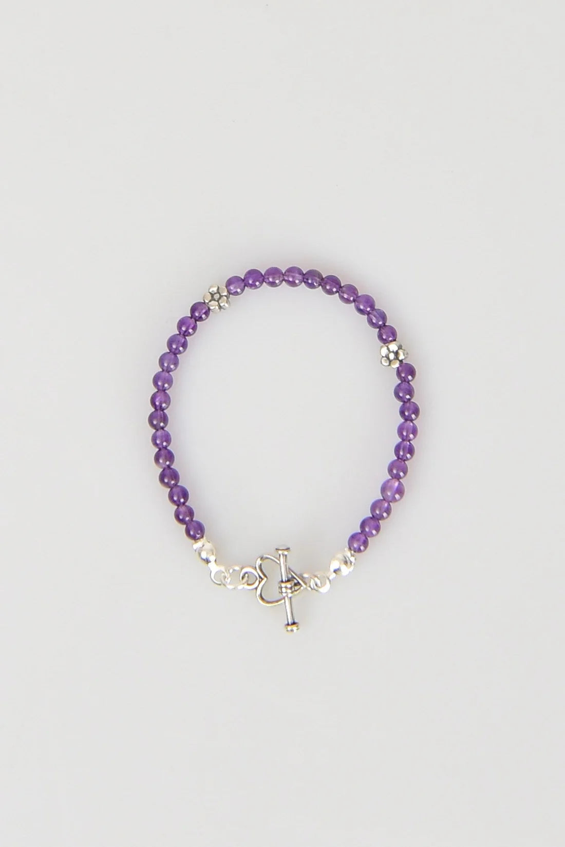 Amethyst Natural Stone 925 Sterling Silver Closing Bracelet