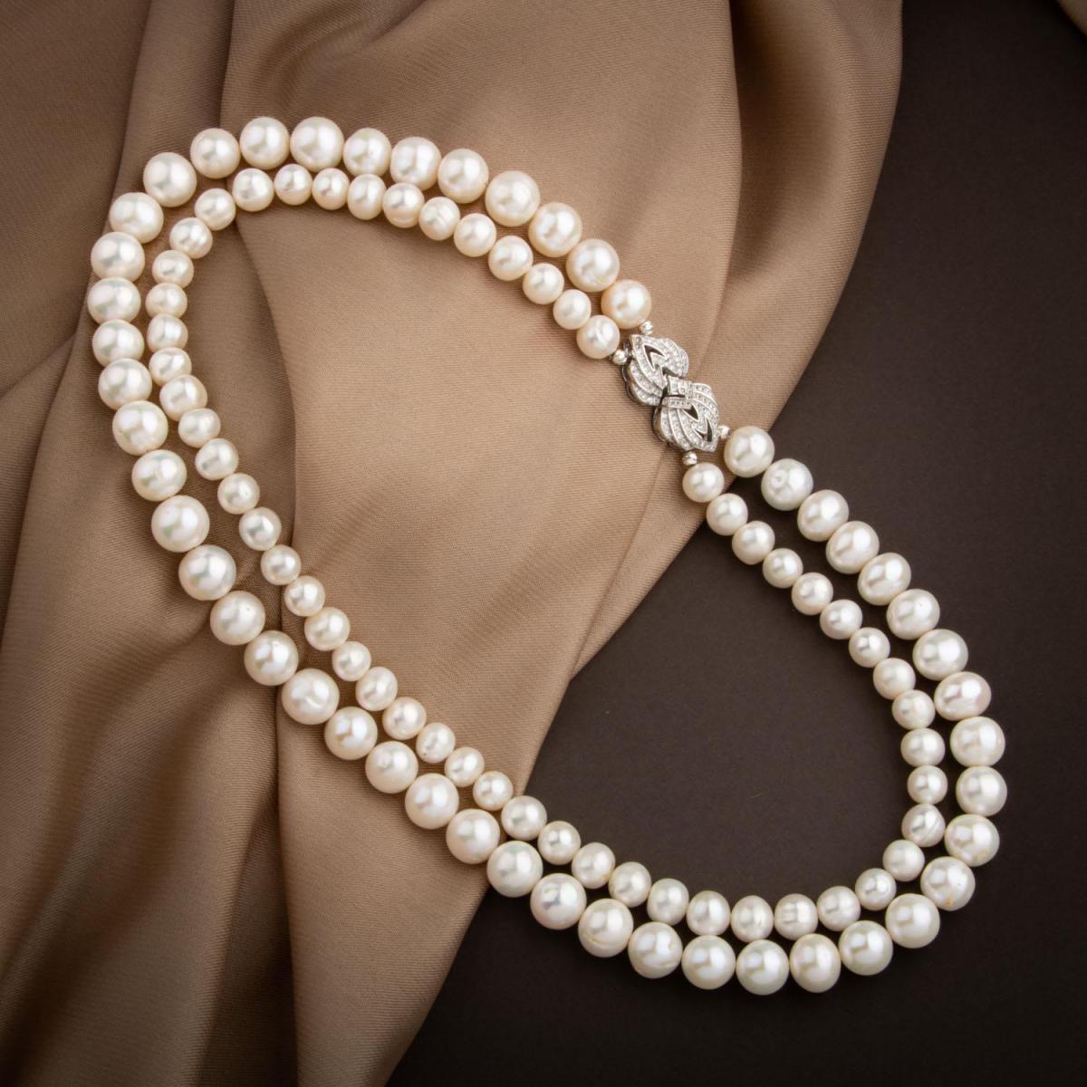 Pearl Natural Stone Silver Lock Necklace