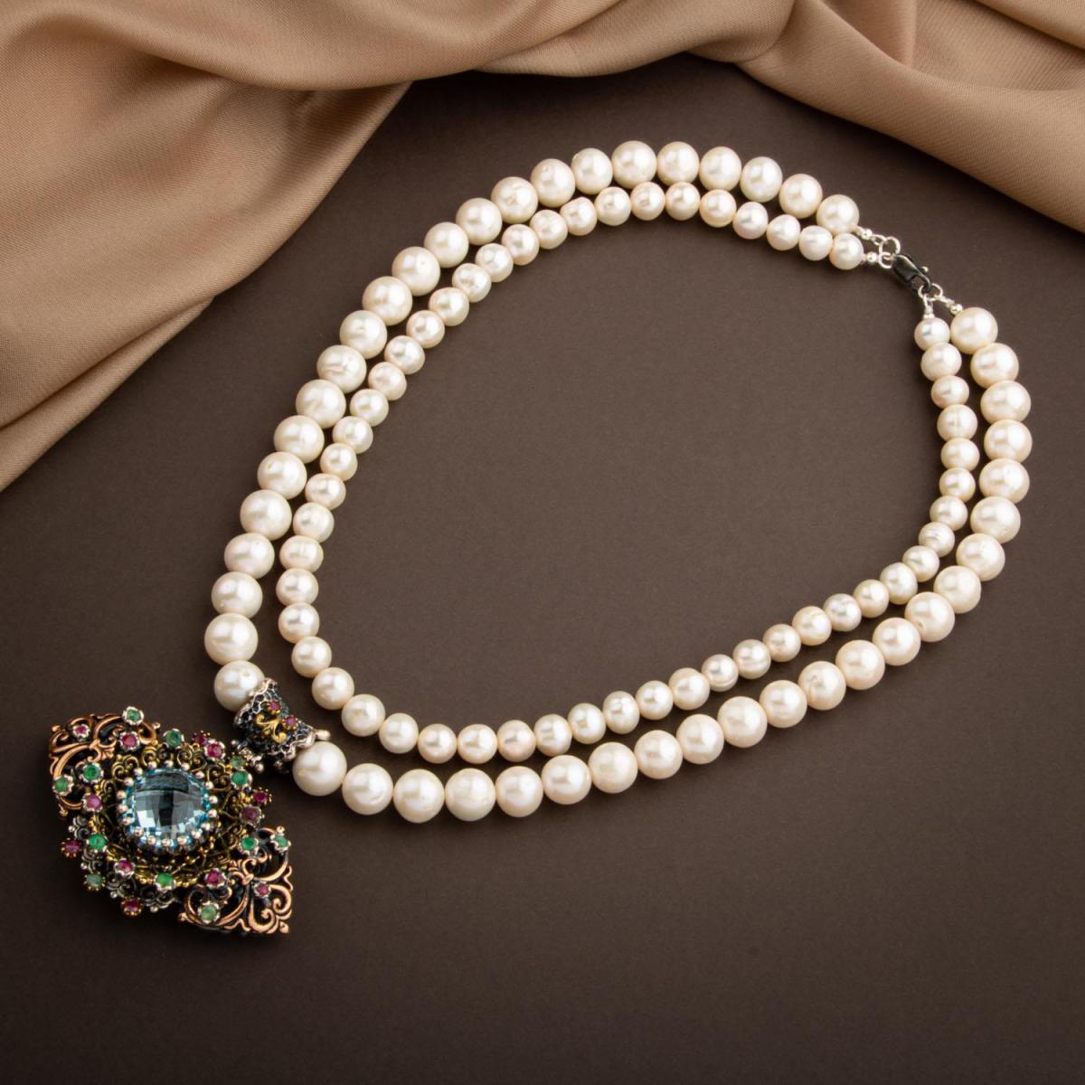 Pearl Natural Stone Handcrafted Collection Topaz Necklace