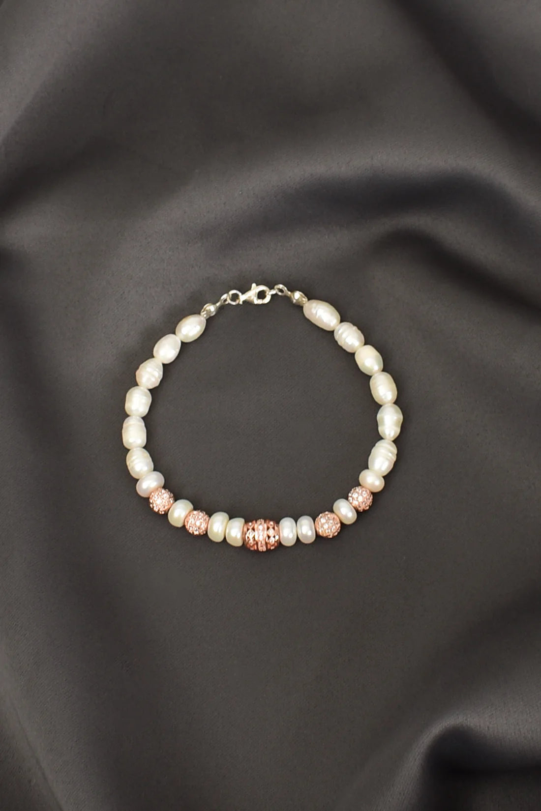 Pearl Natural Stone Bracelet with Silver Bracelet