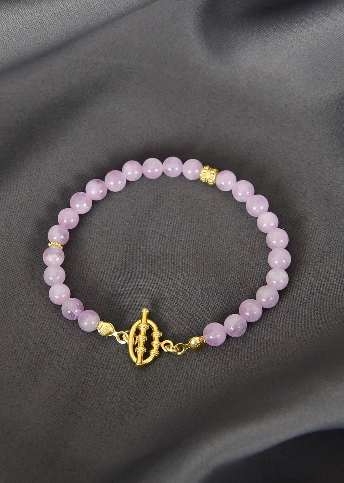 Kunzit Natural Stone 925 Sterling Silver Closing Bracelet
