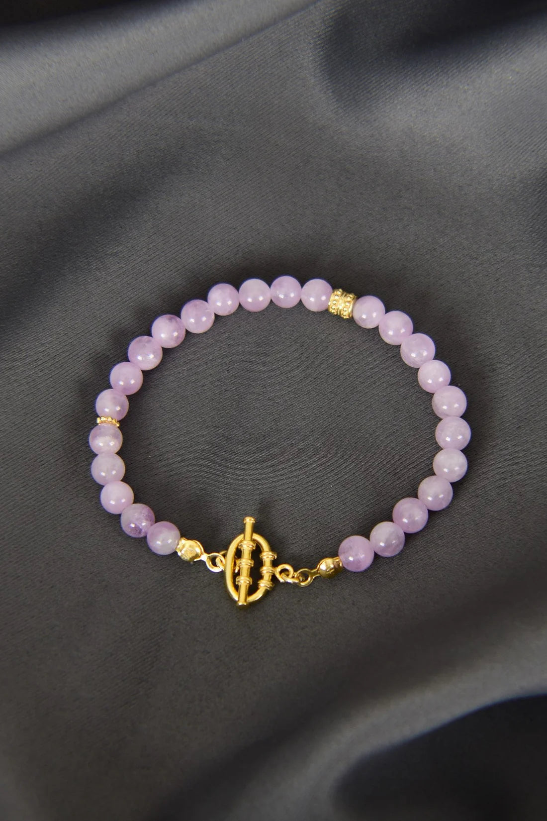 Kunzit Natural Stone 925 Sterling Silver Closing Bracelet