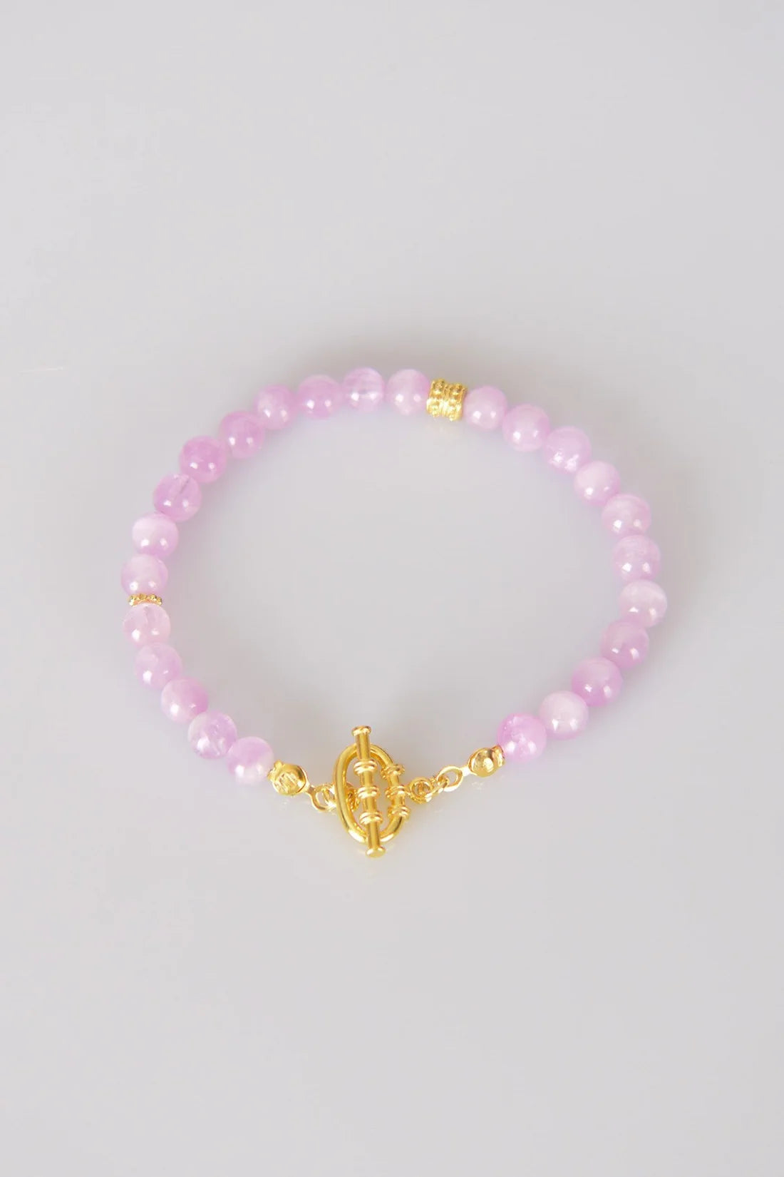 Kunzit Natural Stone 925 Sterling Silver Closing Bracelet