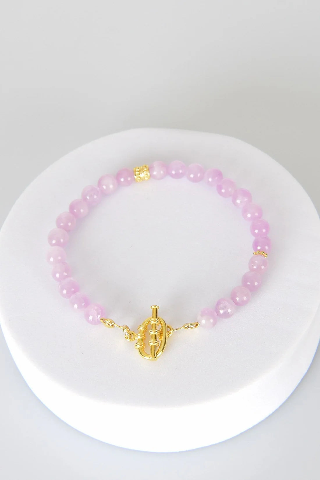 Kunzit Natural Stone 925 Sterling Silver Closing Bracelet