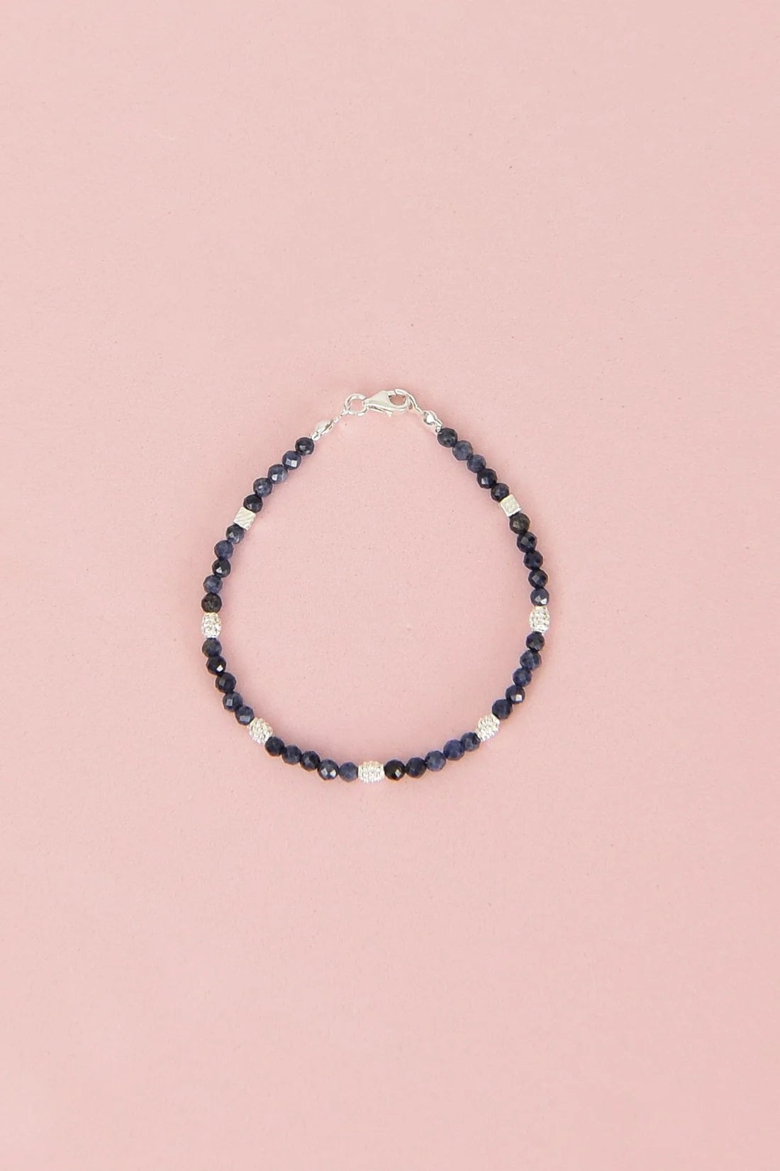 Sapphire Natural Stone 925 Sterling Silver Closing Bracelet