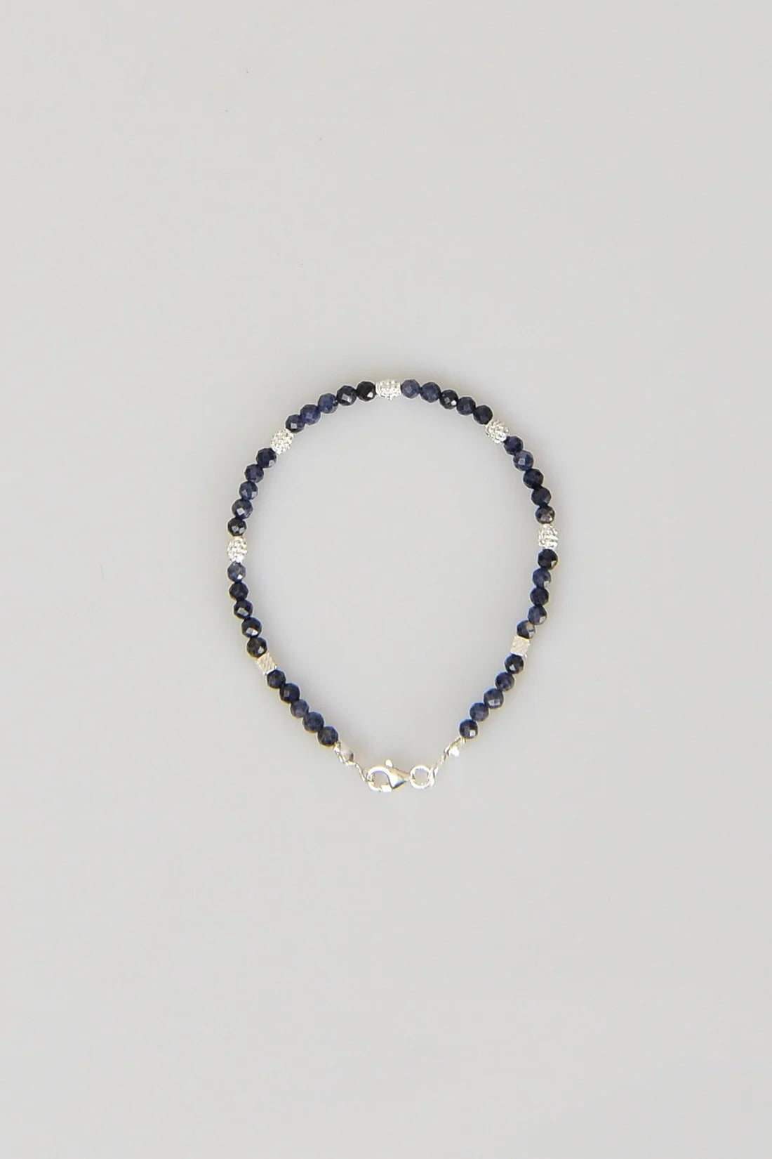 Sapphire Natural Stone 925 Sterling Silver Closing Bracelet