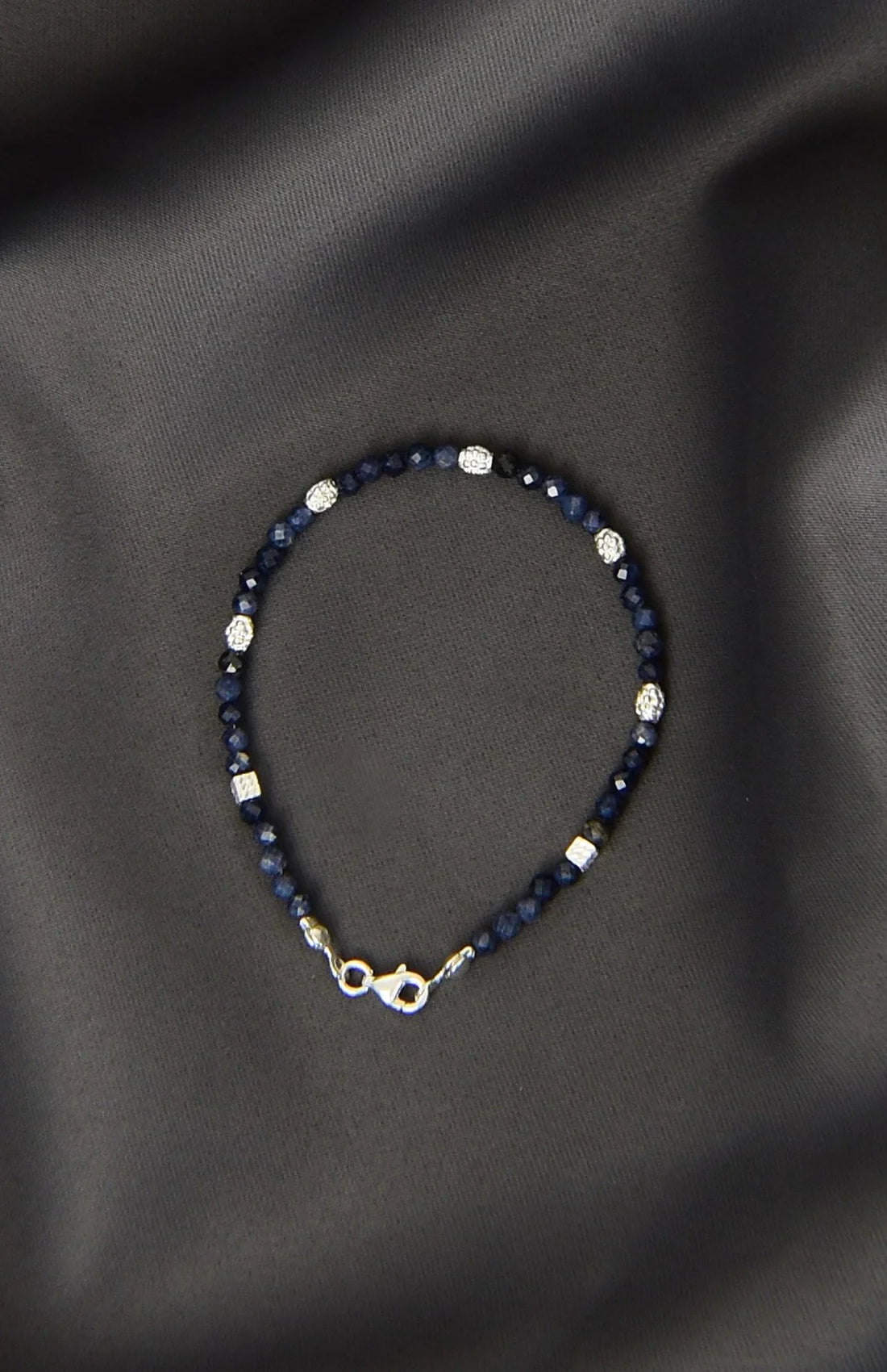 Sapphire Natural Stone 925 Sterling Silver Closing Bracelet
