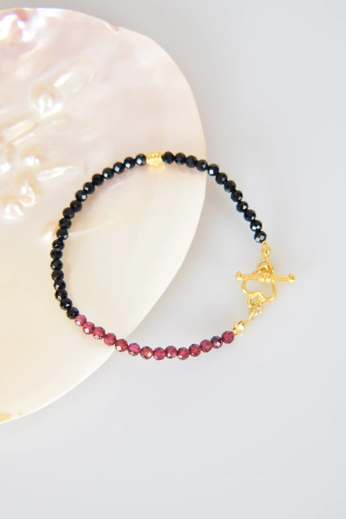Tourmaline - Garnet Natural Stone 925 Sterling Silver Clasp Bracelet