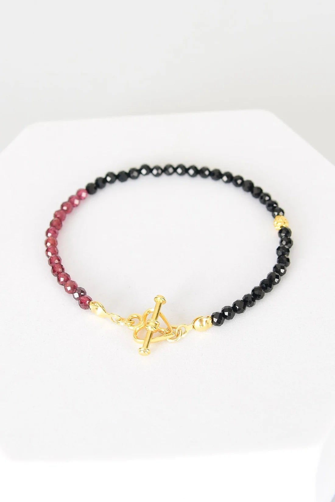 Tourmaline - Garnet Natural Stone 925 Sterling Silver Clasp Bracelet