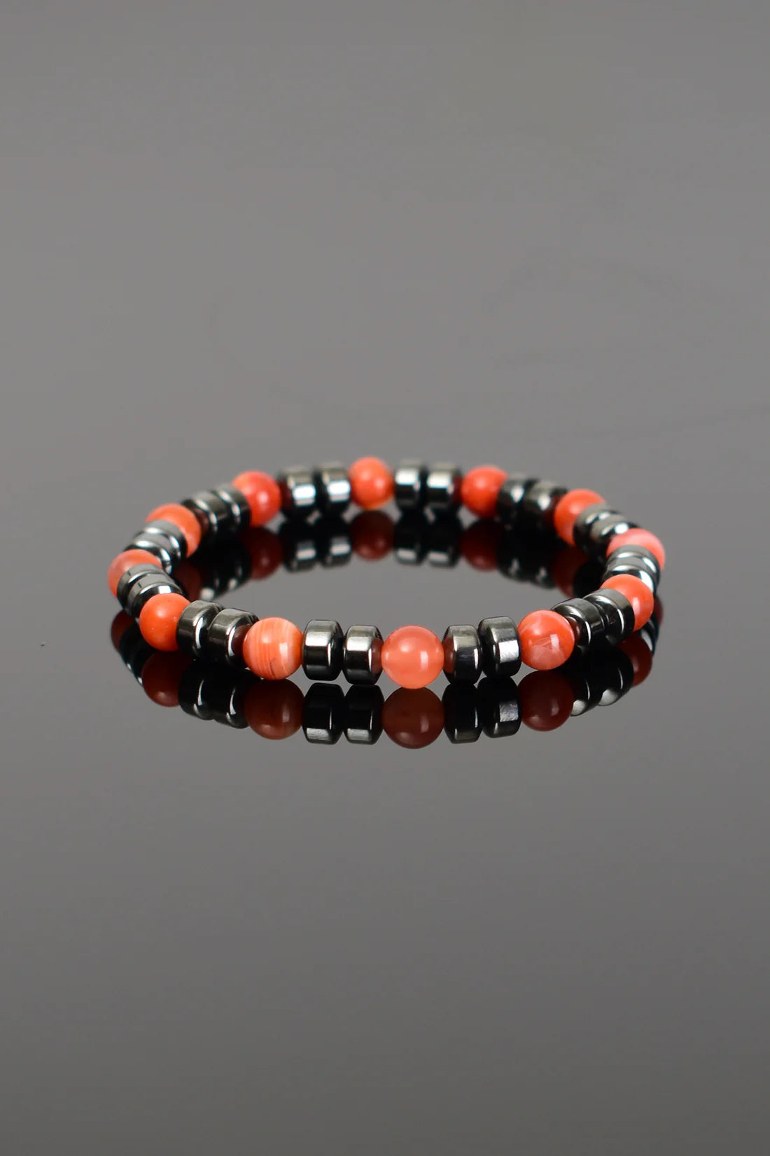 Yemen Agate - Hematite Natural Stone Bracelet 6mm