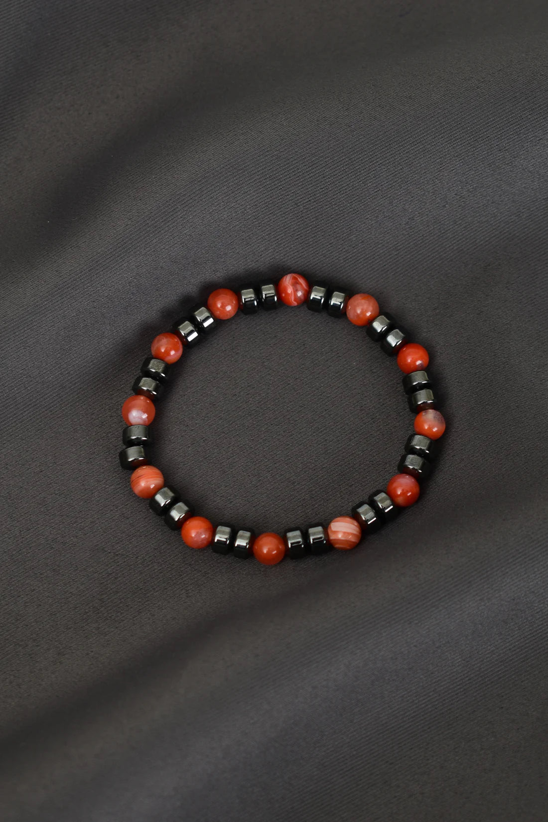 Yemen Agate - Hematite Natural Stone Bracelet 6mm