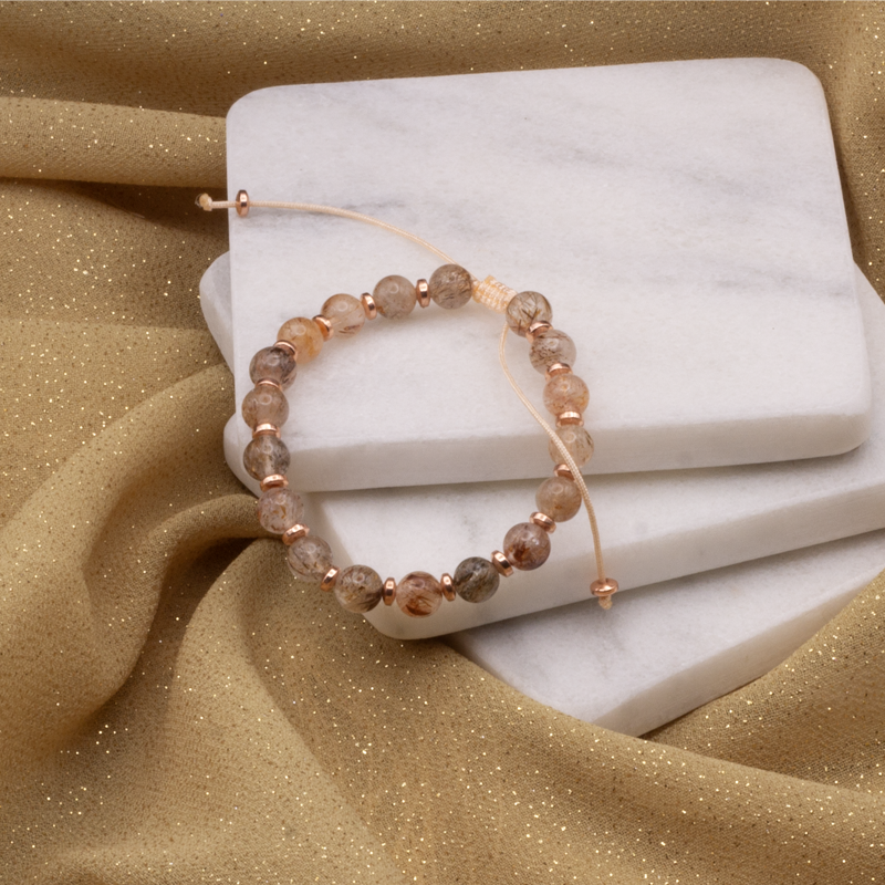 Rutile Quartz Natural Stone Macrame Bracelet