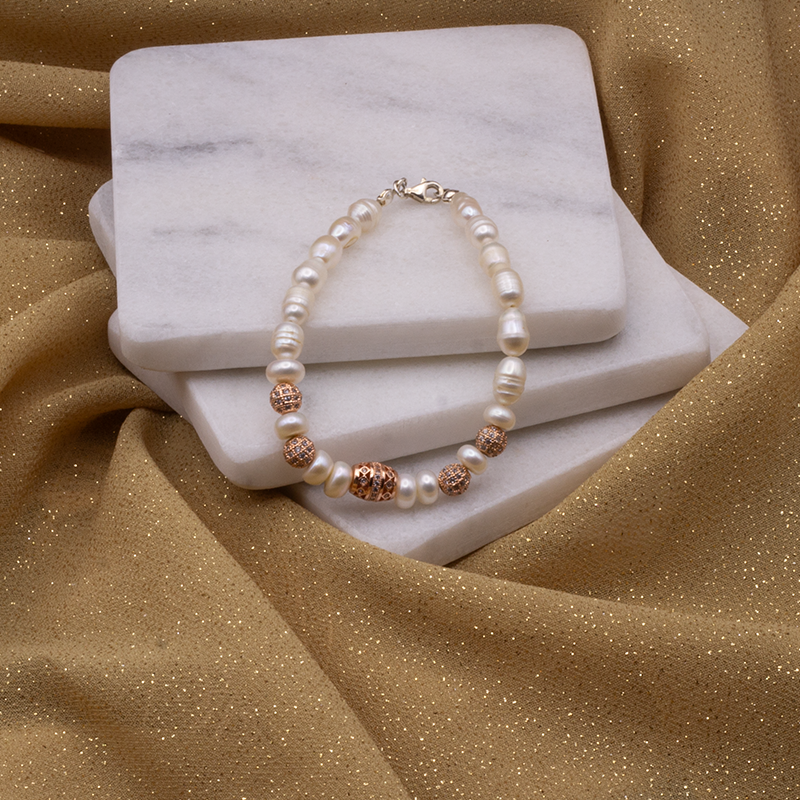 Pearl Natural Stone Silver Bracelet