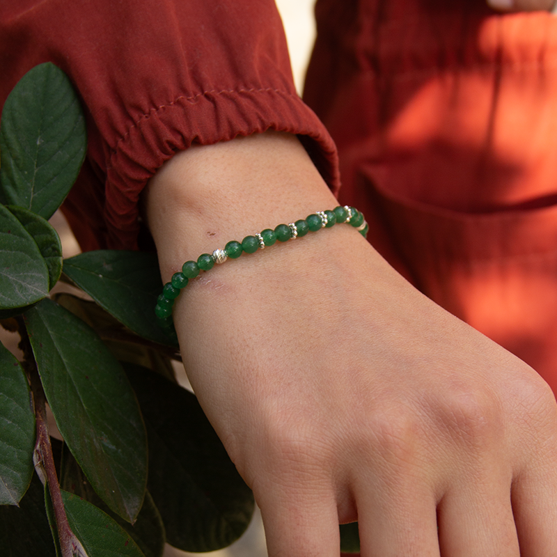 Aventurine Natural Stone Silver Bracelet