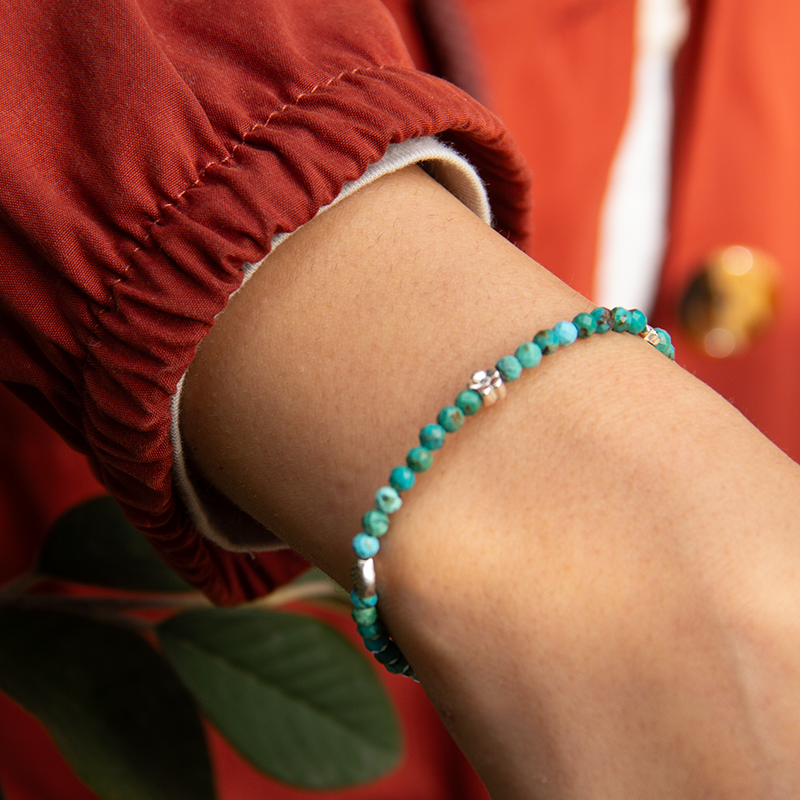 Turquoise Natural Stone Silver Bracelet