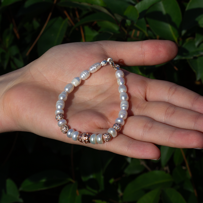 Pearl Natural Stone Silver Bracelet