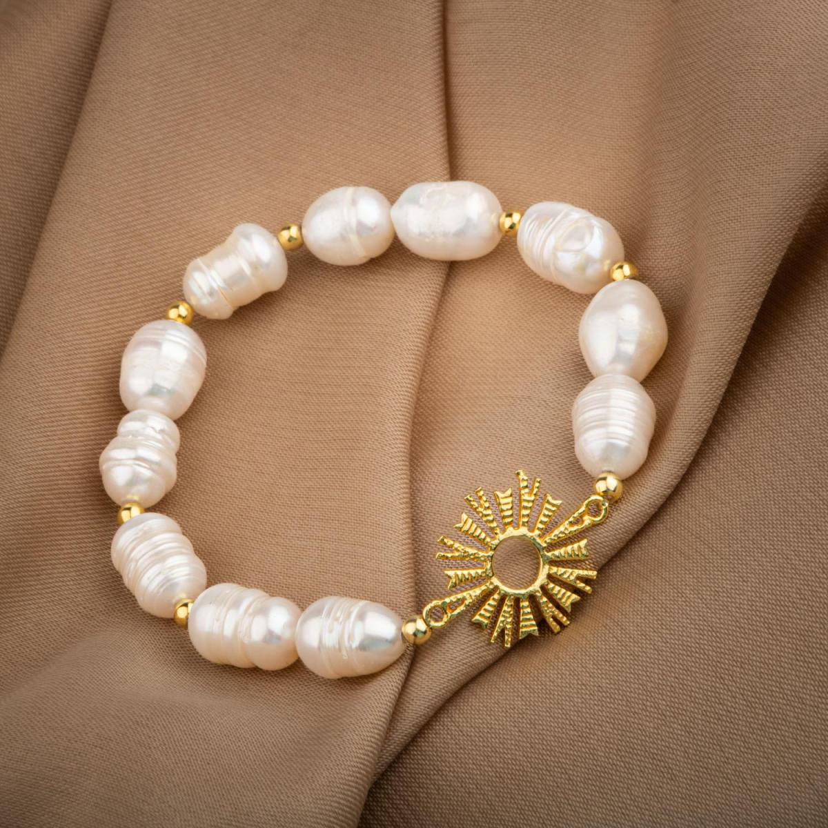 Pearl Natural Stone Silver Design Bracelet