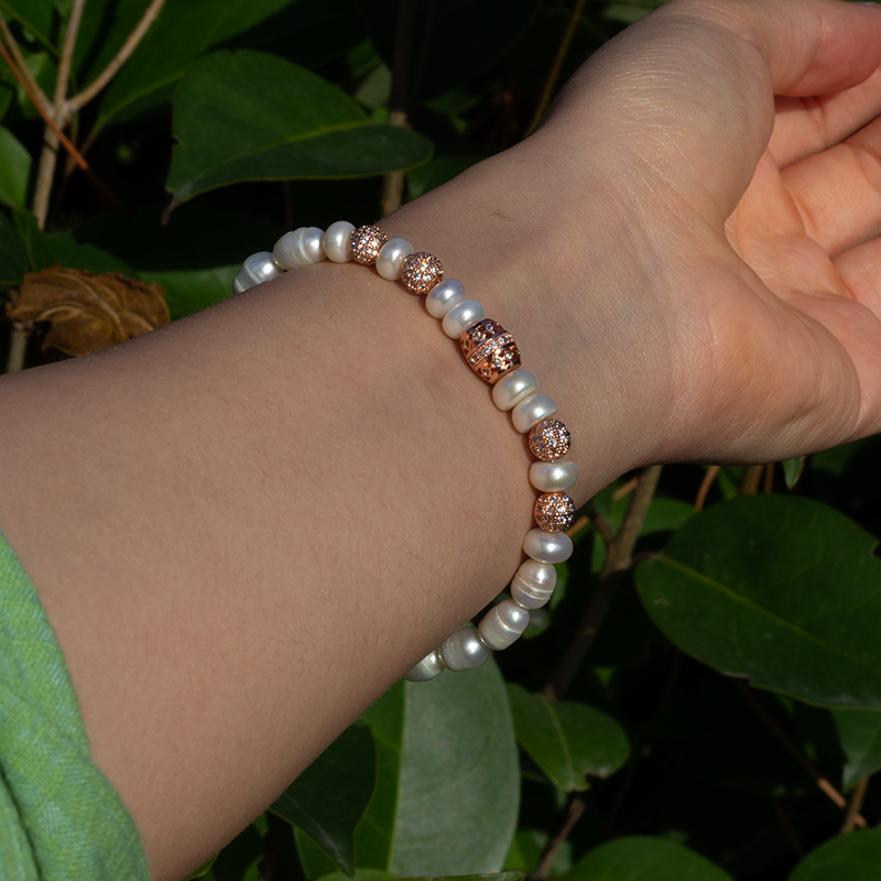 Pearl Natural Stone Silver Bracelet