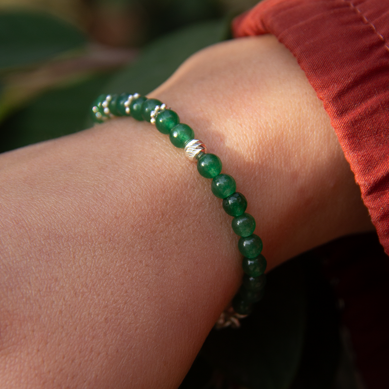 Aventurine Natural Stone Silver Bracelet