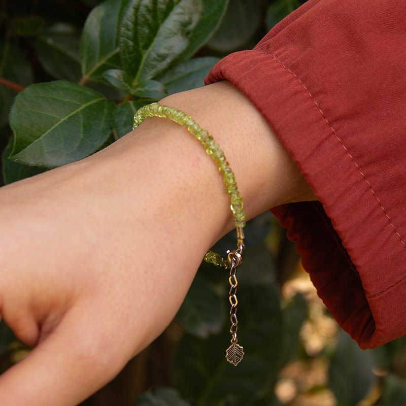 Peridot Natural Stone Silver Bracelet
