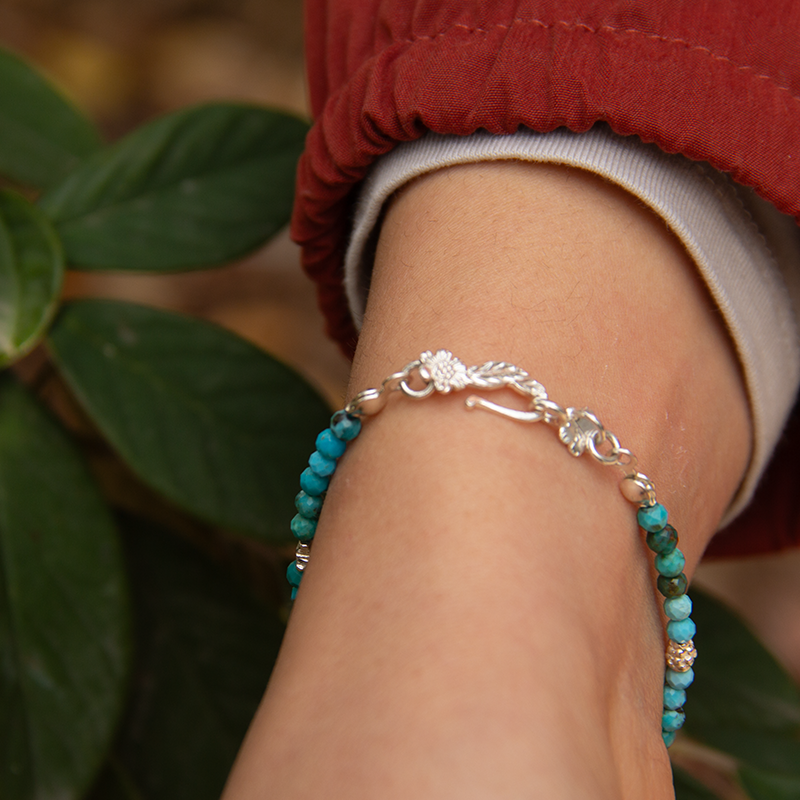 Turquoise Natural Stone Silver Bracelet