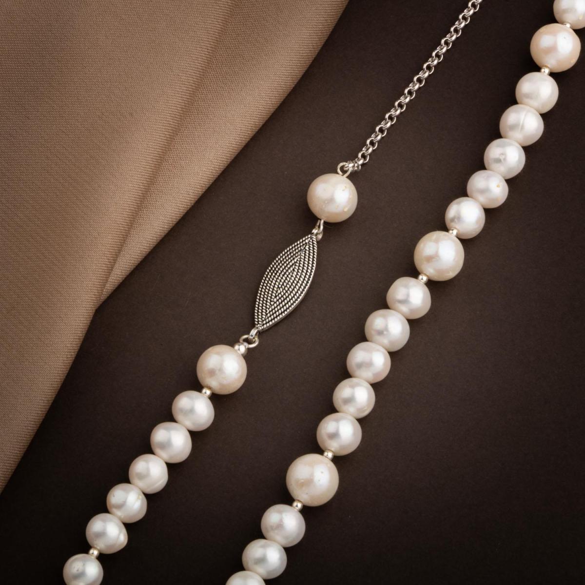 Pearl Natural Stone Silver Design Necklace