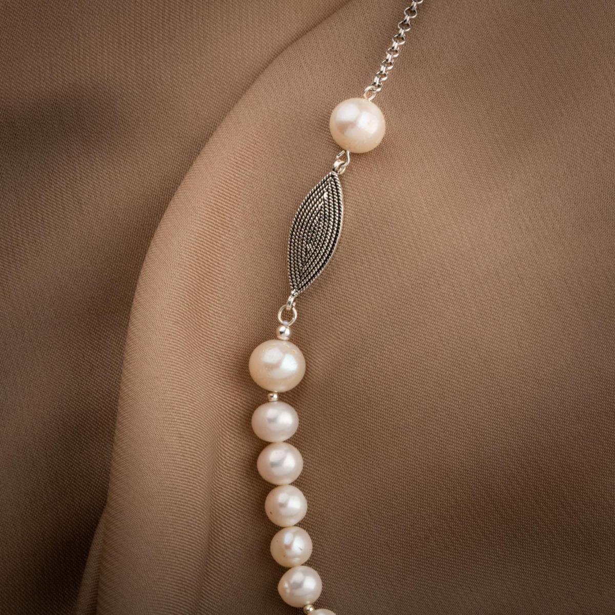 Pearl Natural Stone Silver Design Necklace