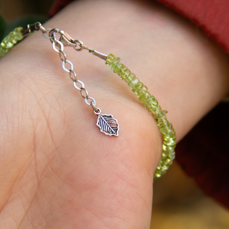 Peridot Natural Stone Silver Bracelet