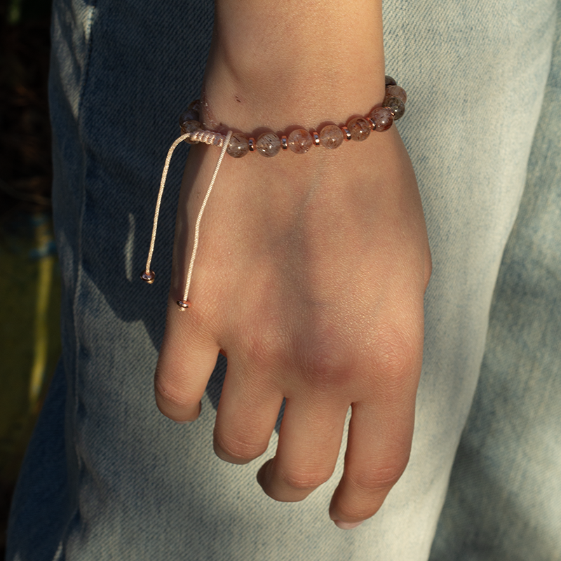 Rutile Quartz Natural Stone Macrame Bracelet