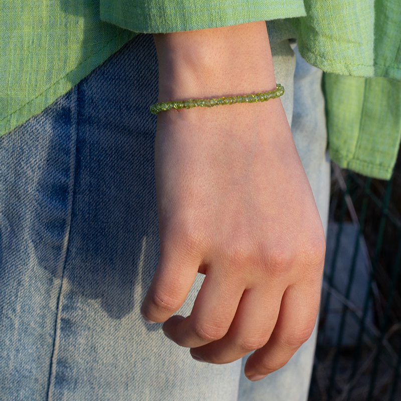 Peridot Natural Stone Silver Bracelet
