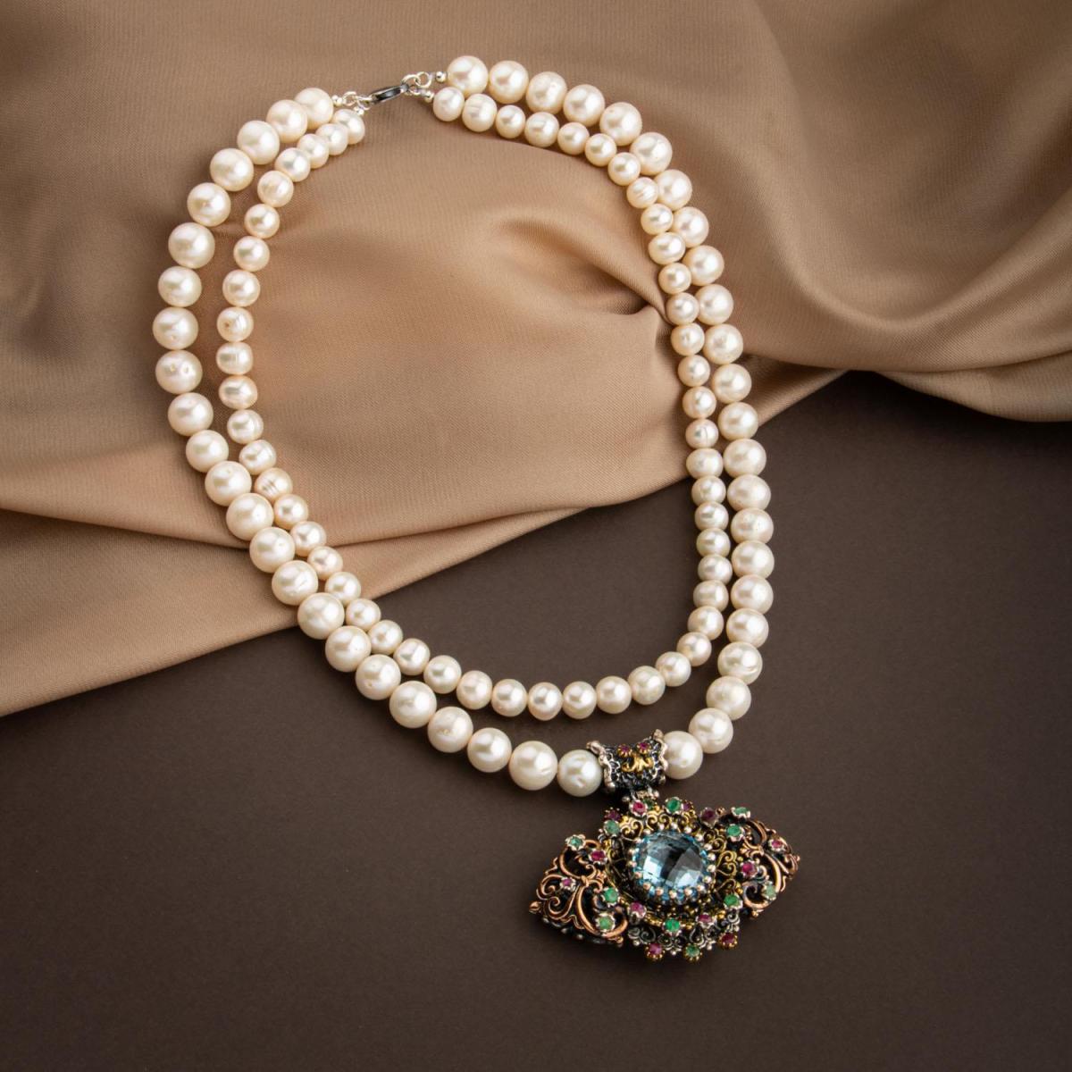 Pearl Natural Stone Handcrafted Collection Topaz Necklace