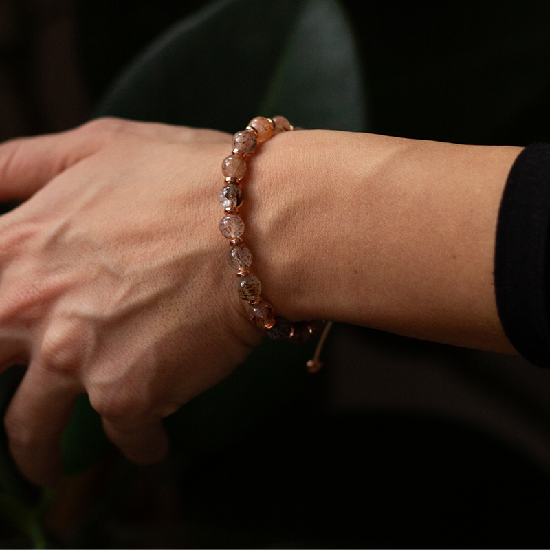 Rutile Quartz Natural Stone Macrame Bracelet
