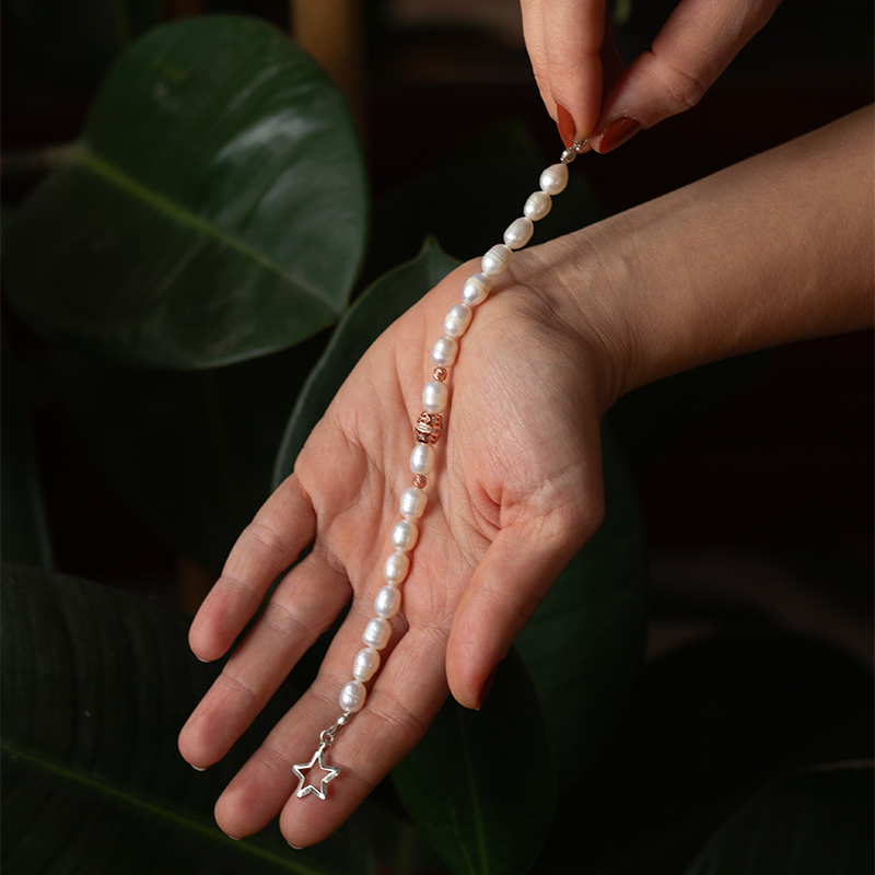Pearl Natural Stone Silver Bracelet