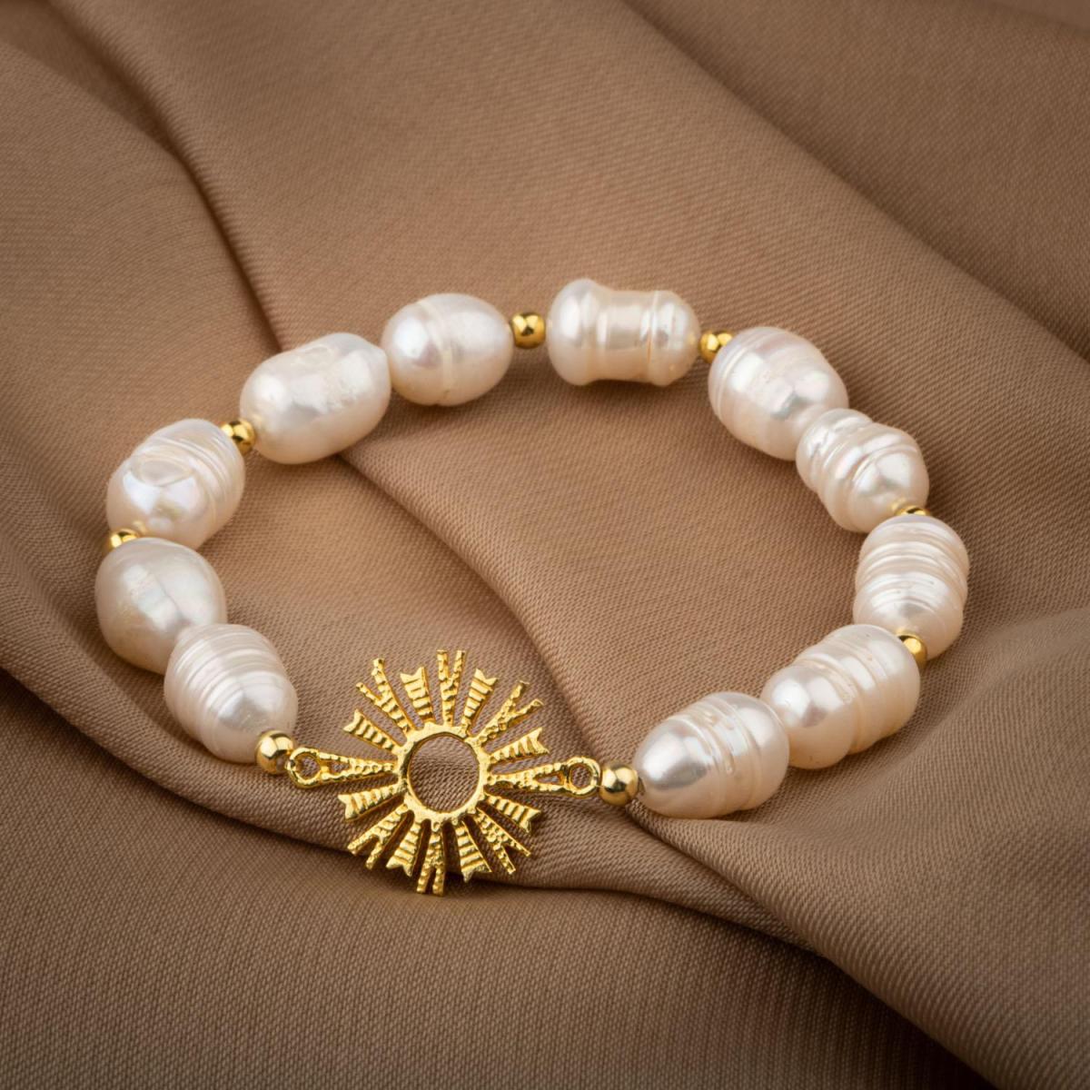 Pearl Natural Stone Silver Design Bracelet