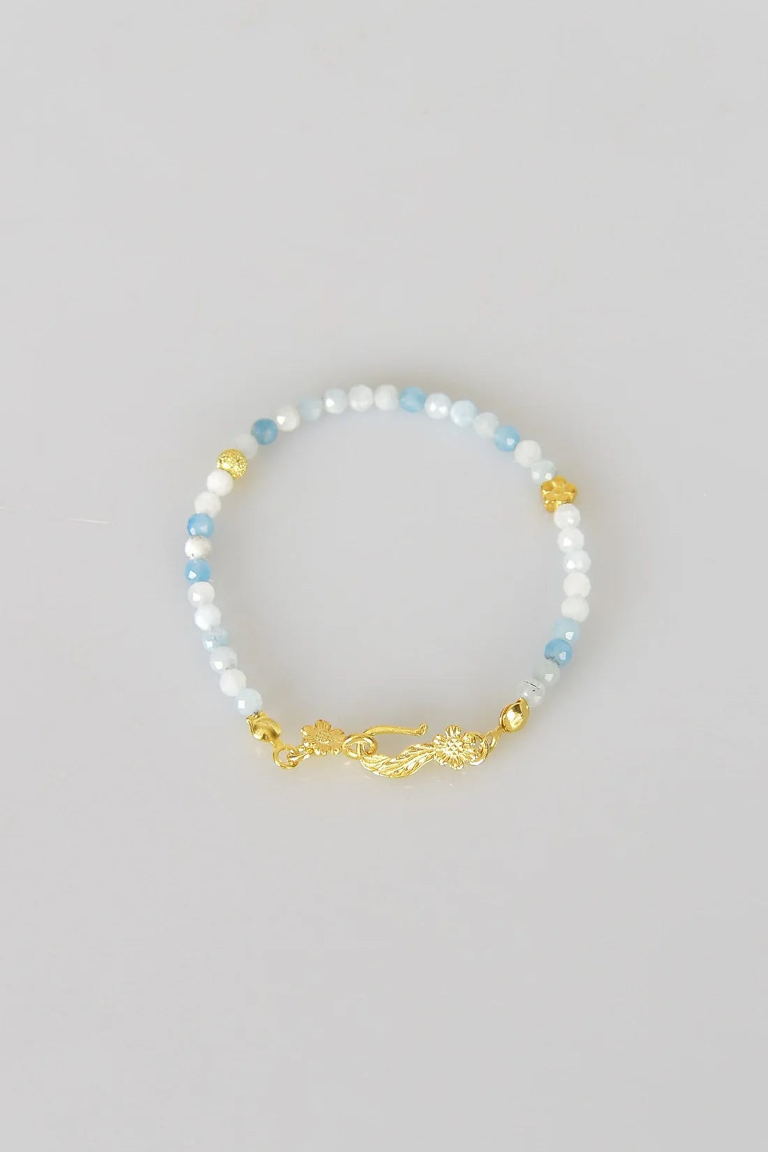 Aquamarine Natural Stone 925 Sterling Silver Closing Bracelet