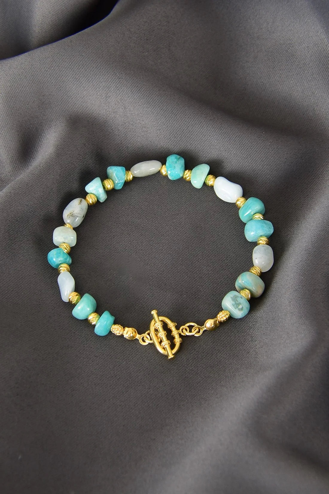Amazonite Natural Stone 925 Sterling Silver Closing Bracelet
