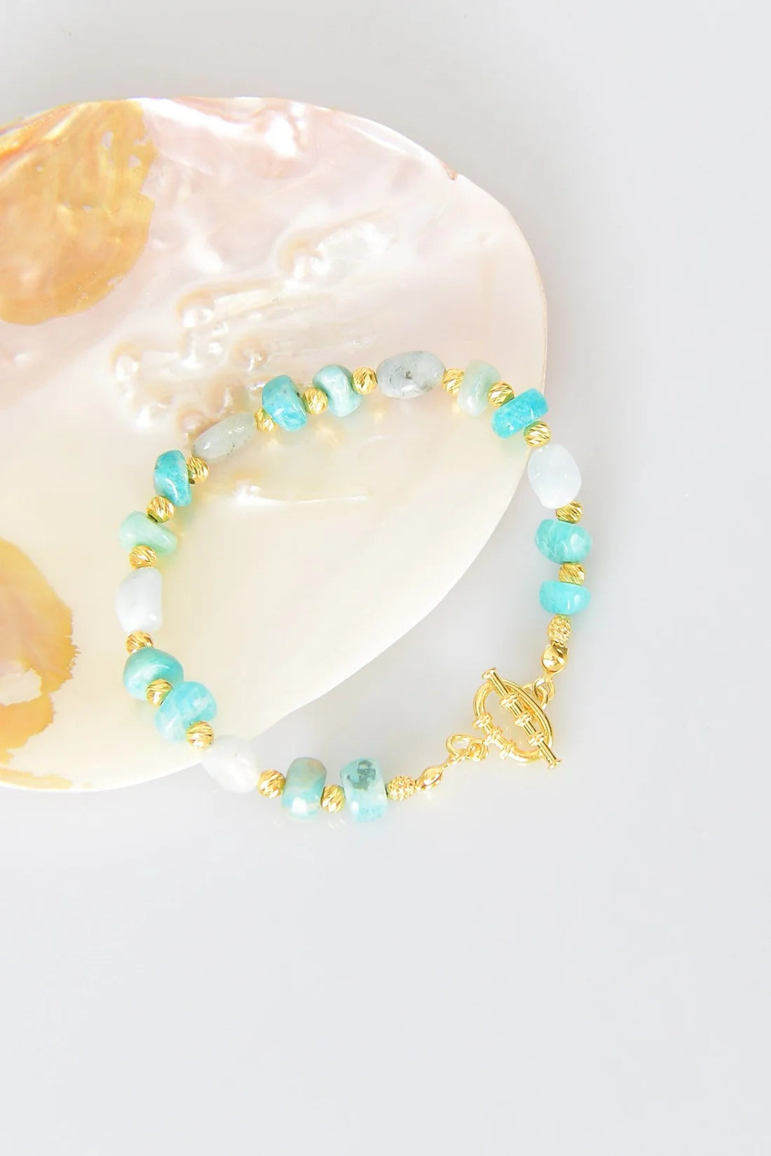 Amazonite Natural Stone 925 Sterling Silver Closing Bracelet