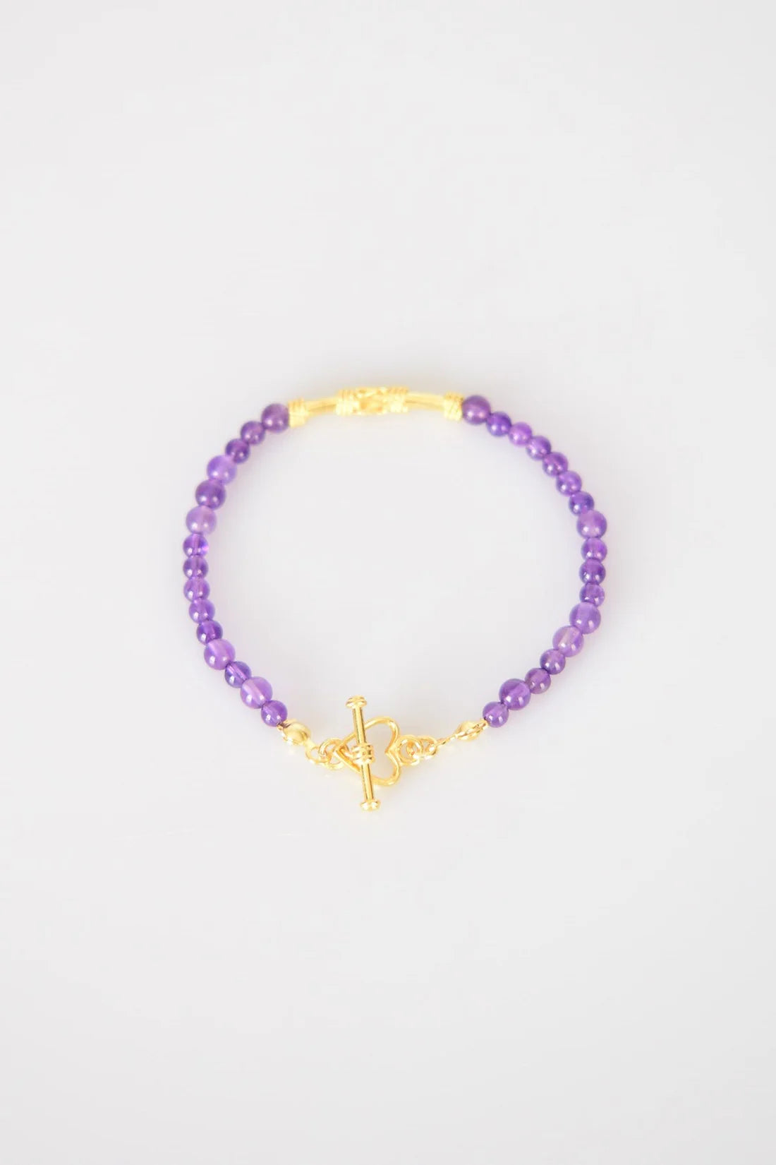 Amethyst Natural Stone 925 Sterling Silver Closing Bracelet