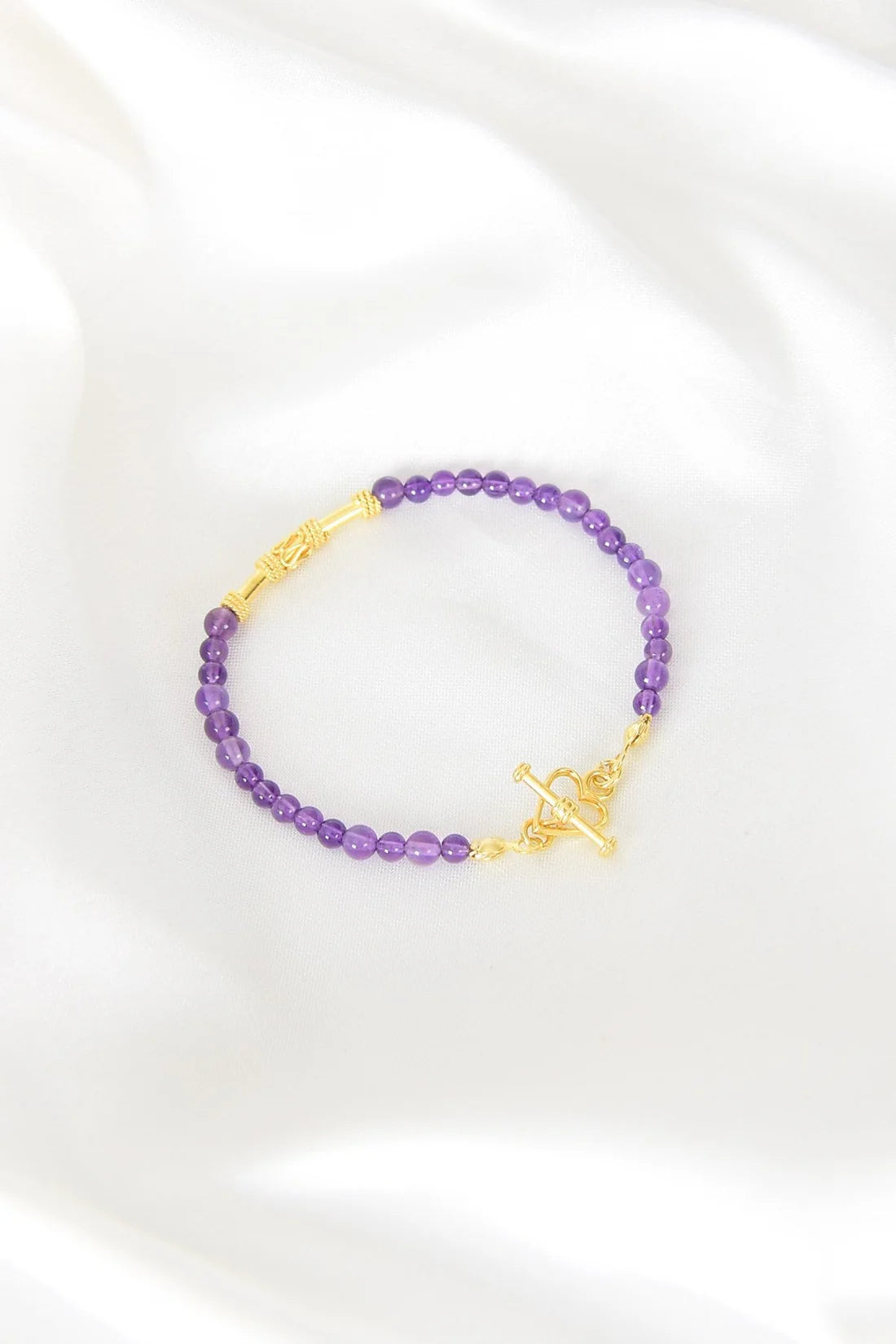 Amethyst Natural Stone 925 Sterling Silver Closing Bracelet