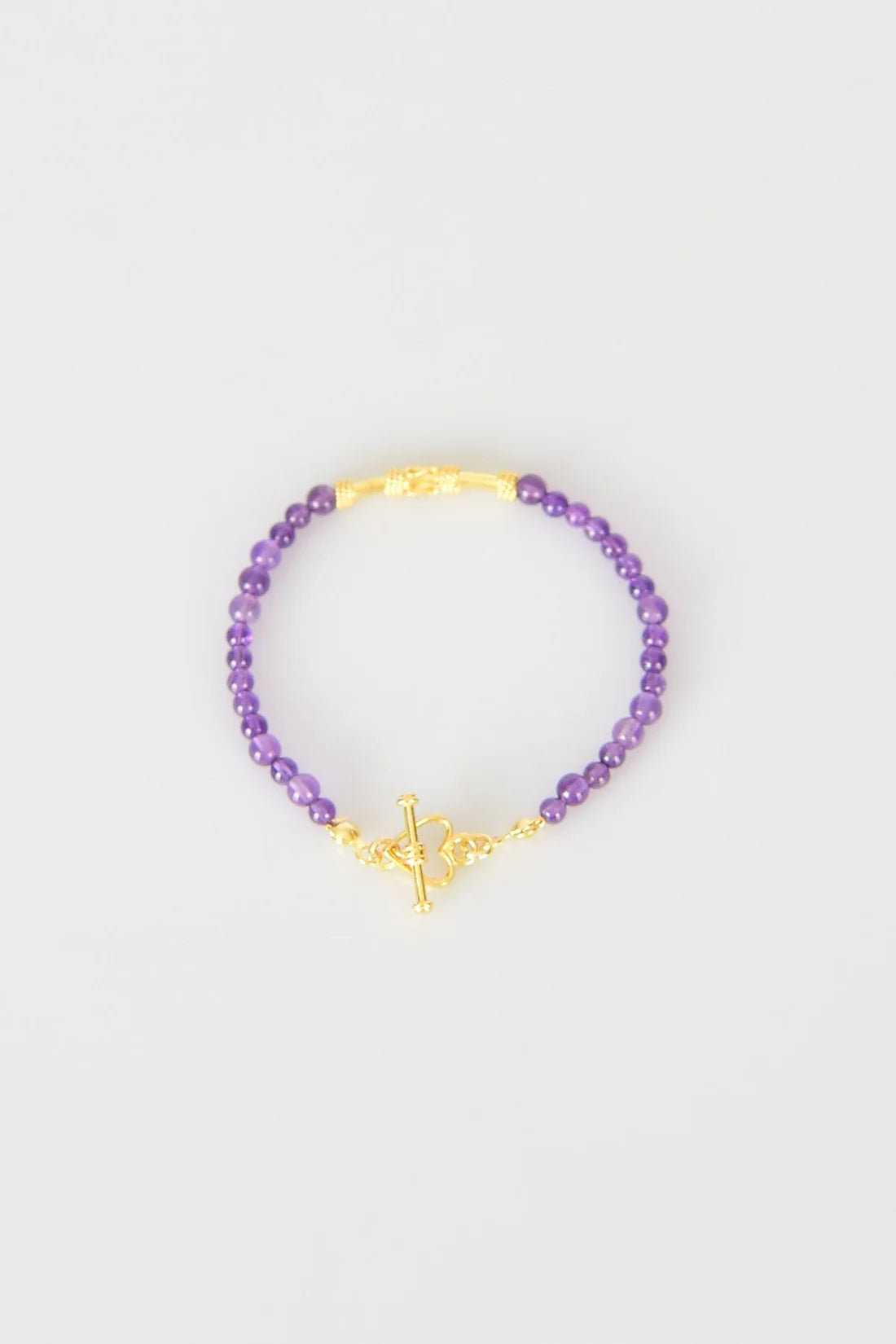 Amethyst Natural Stone 925 Sterling Silver Closing Bracelet