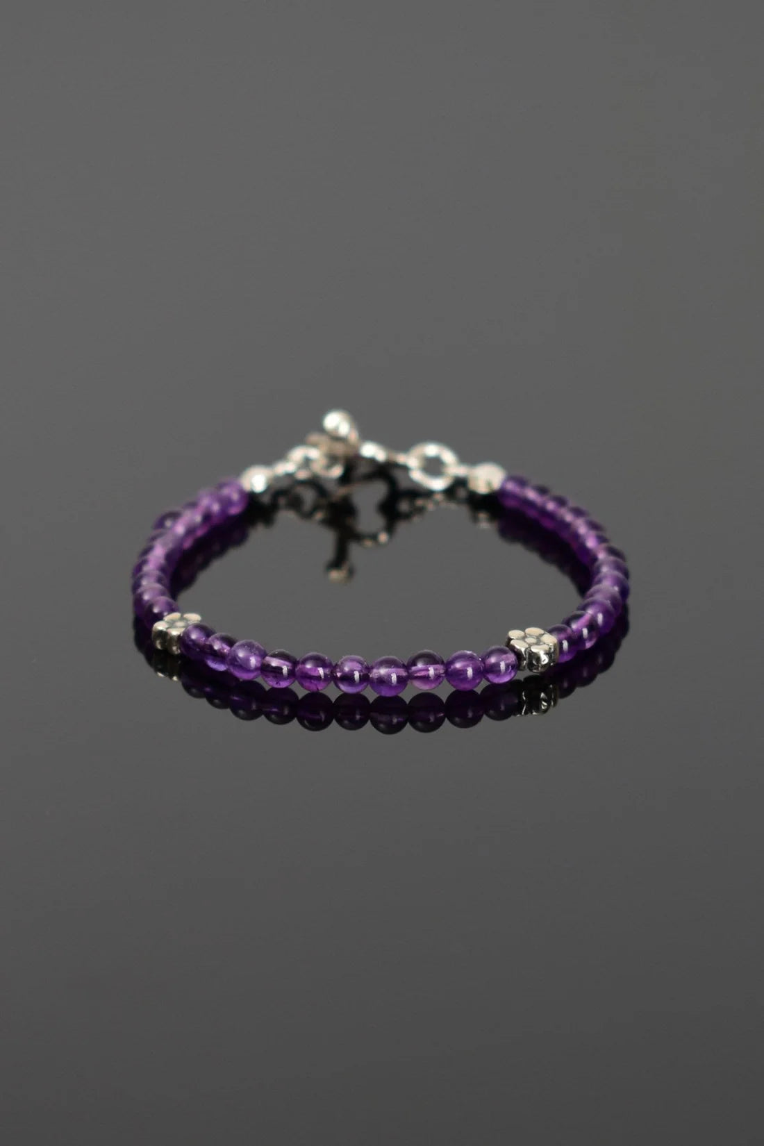 Amethyst Natural Stone 925 Sterling Silver Closing Bracelet
