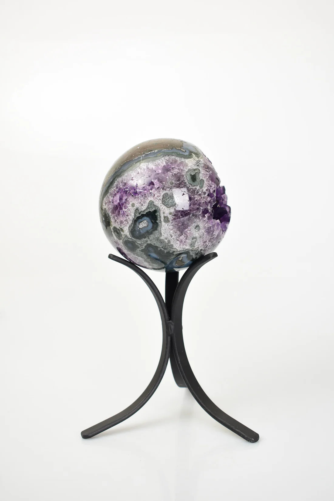 Amethyst Natural Stone Standing Globe Geode