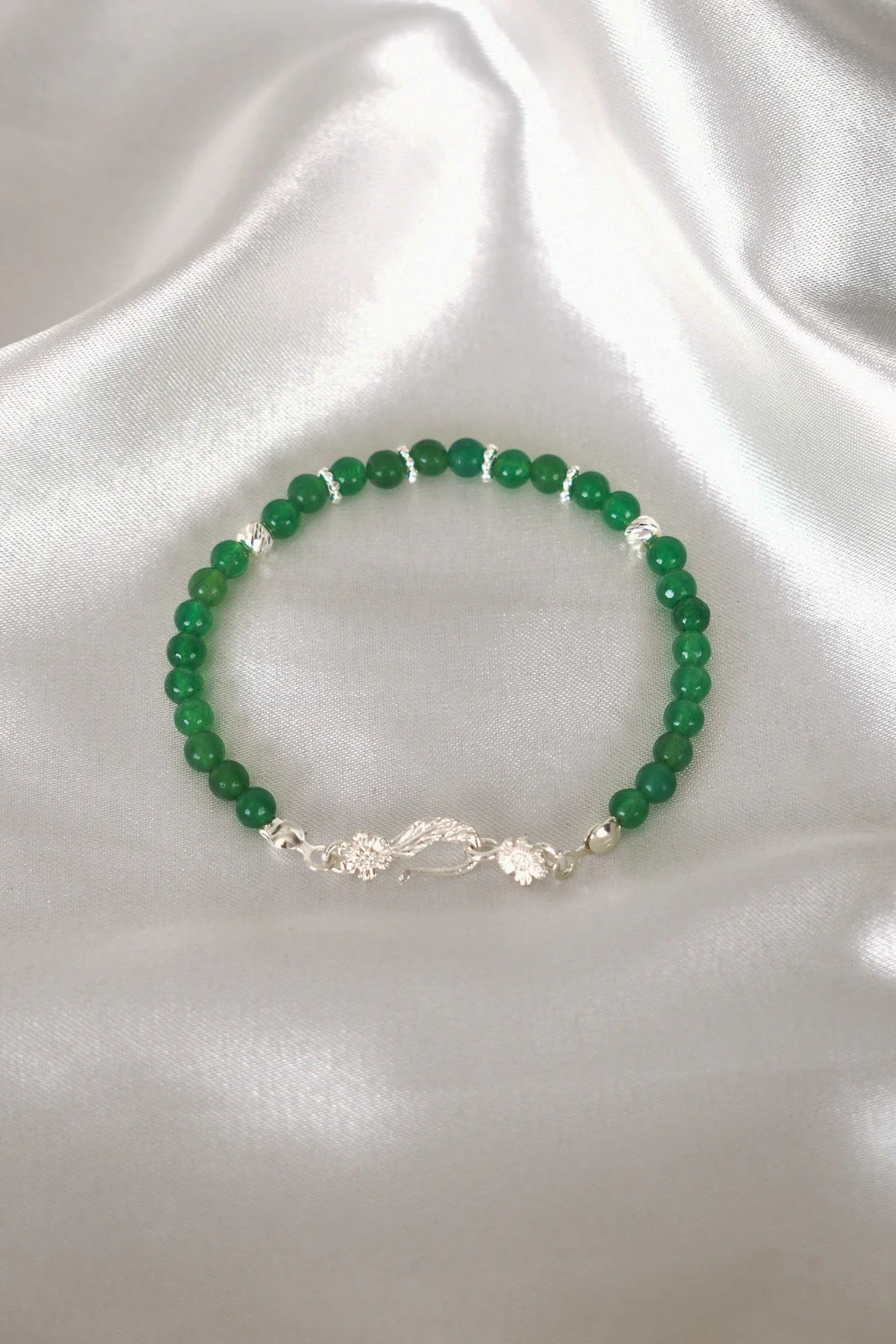 Aventurine Natural Stone 925 Sterling Silver Closing Bracelet