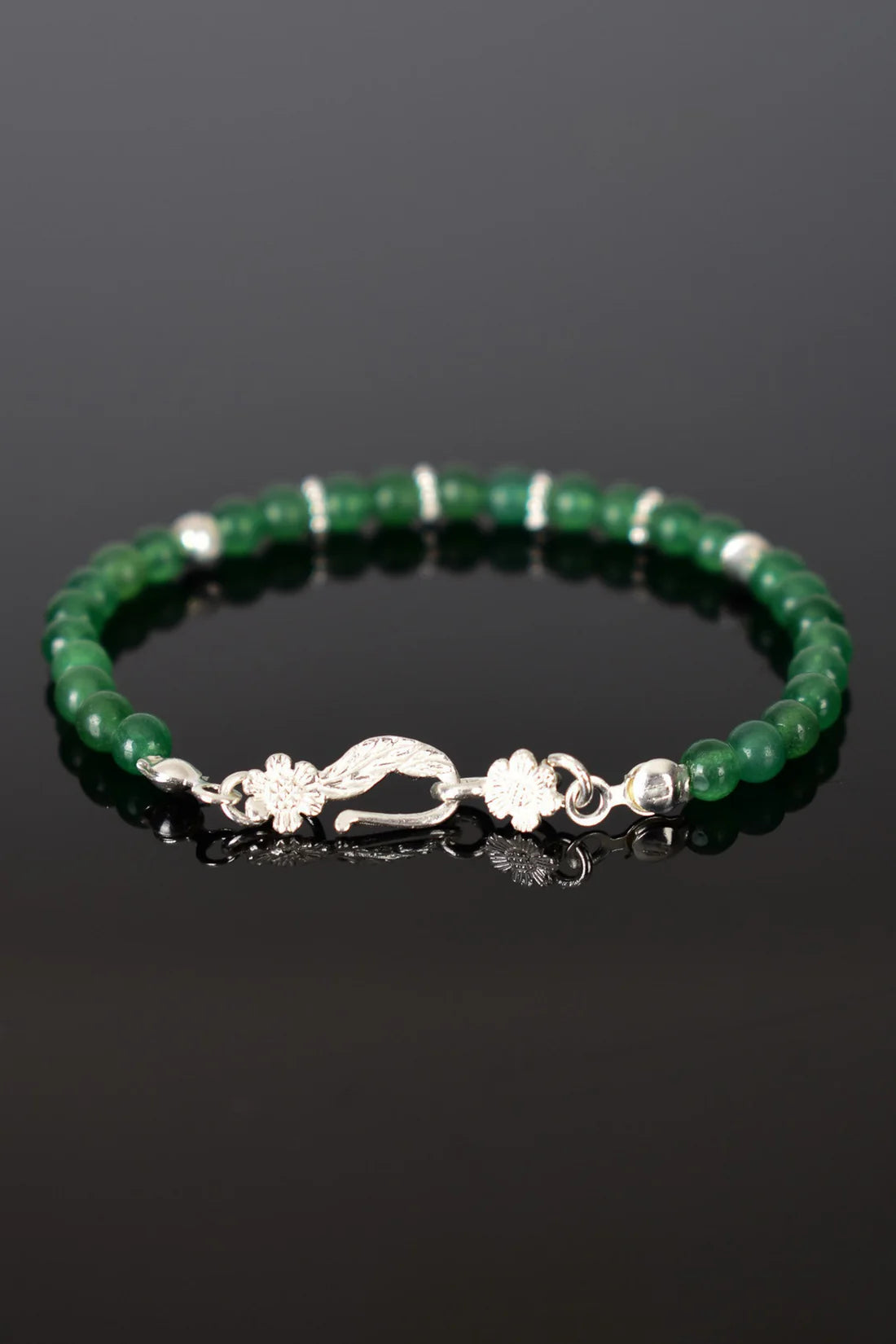 Aventurine Natural Stone 925 Sterling Silver Closing Bracelet