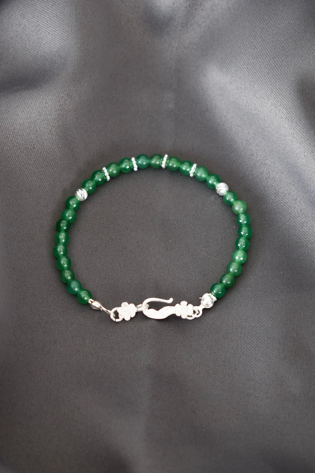 Aventurine Natural Stone 925 Sterling Silver Closing Bracelet