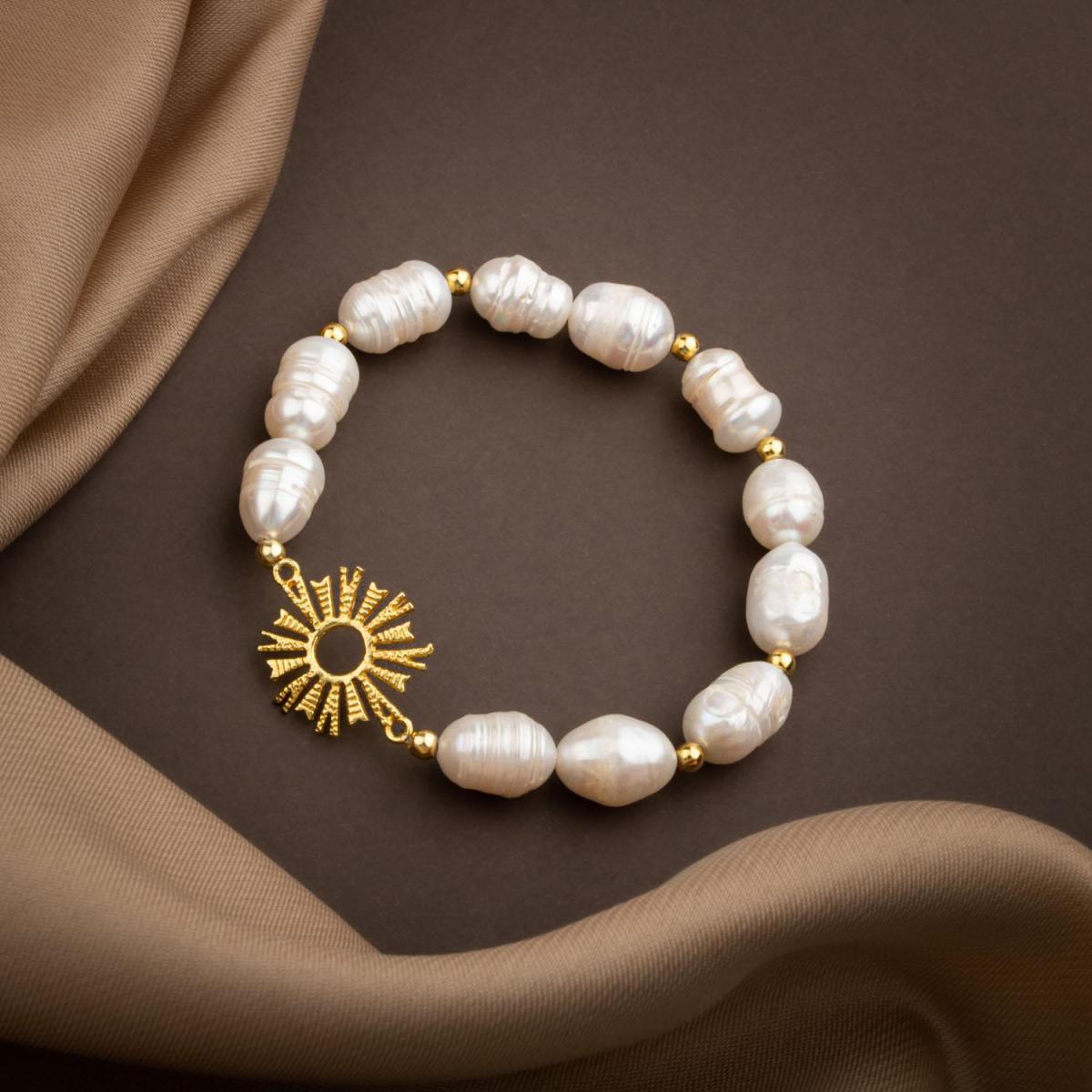 Pearl Natural Stone Silver Design Bracelet